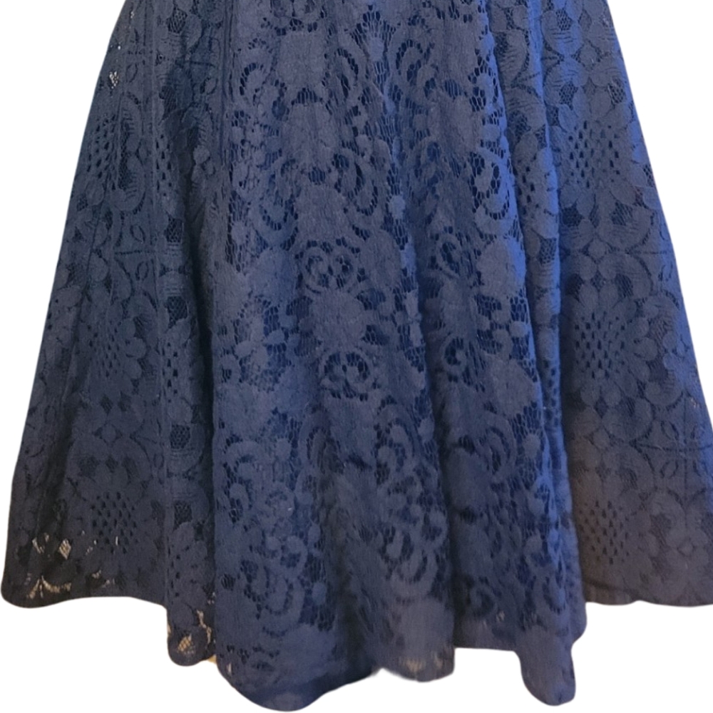 LAUREN CONRAD NAVY LACY COCKTAIL DRESS SIZE 10 BEAUTIFUL 😍 - Picture 7 of 11